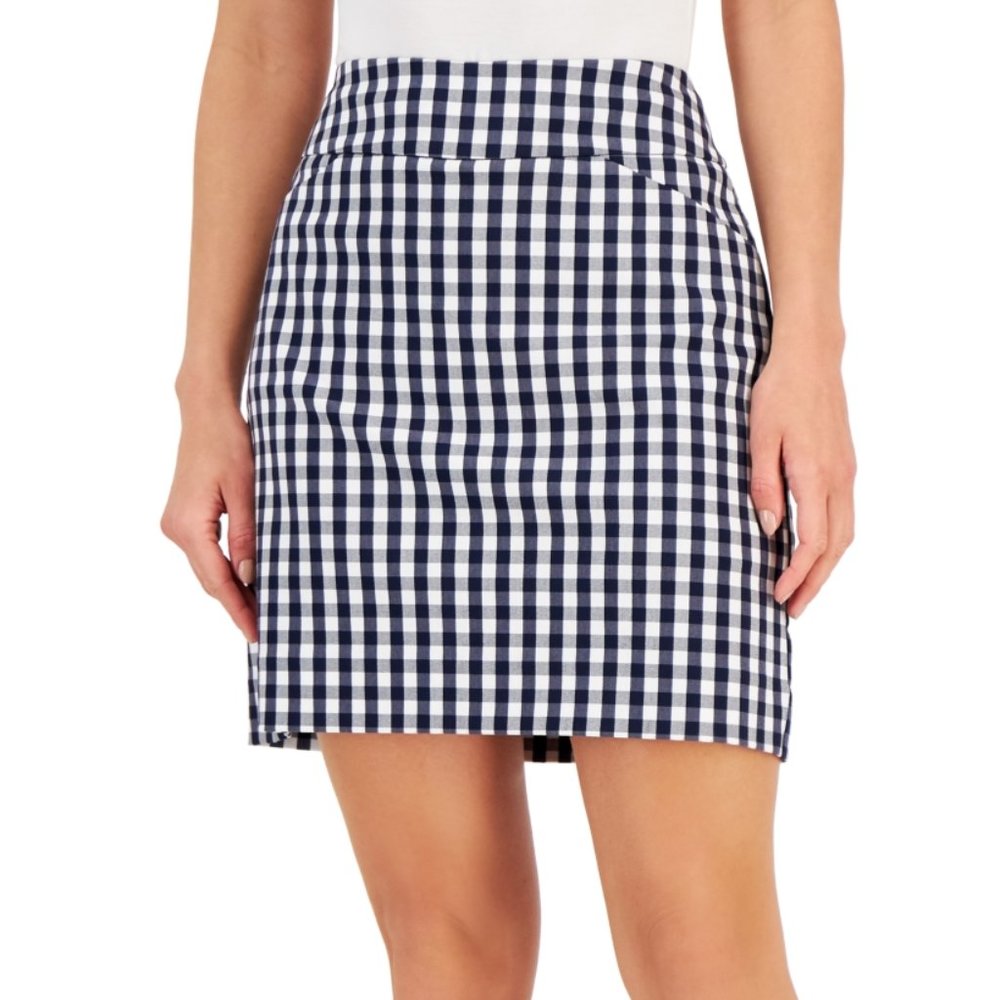 NWT Charter Club Blue Gingham Skort Smoothing Control Size XL